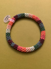 Coral Color Block Beaded Bracelet